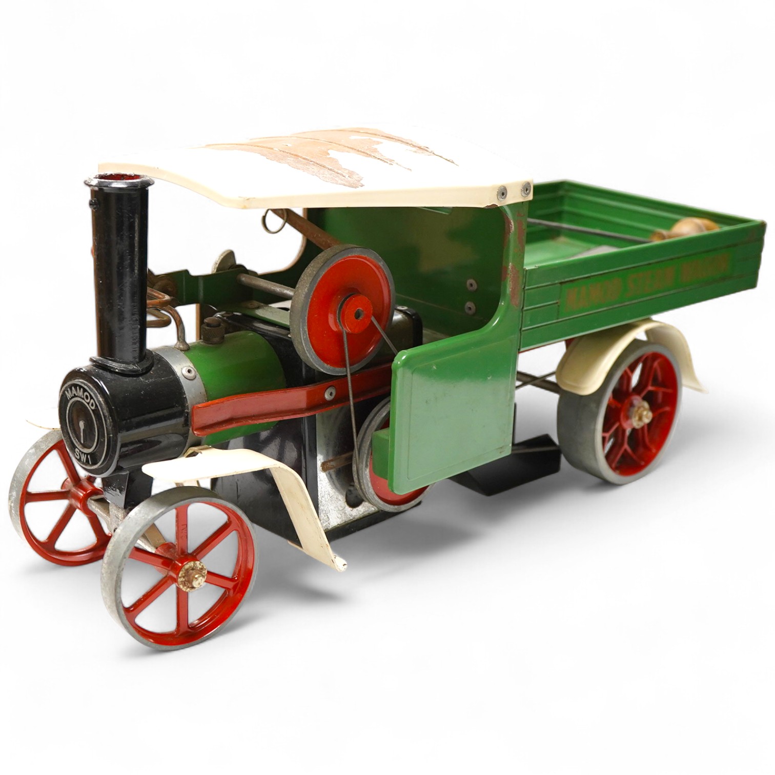 A Mamod Steam Wagon, live steam single cylinder pellet fuelled